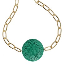 Gold Link Chain and Asian Pendant Necklace