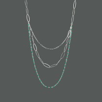 Sterling Silver Double Chain layered with Adventurine Bead chain
