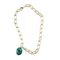 Gold and Blue Turquoise Necklace