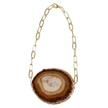 Sliced Brazilian Agate Statement Necklace (Large)